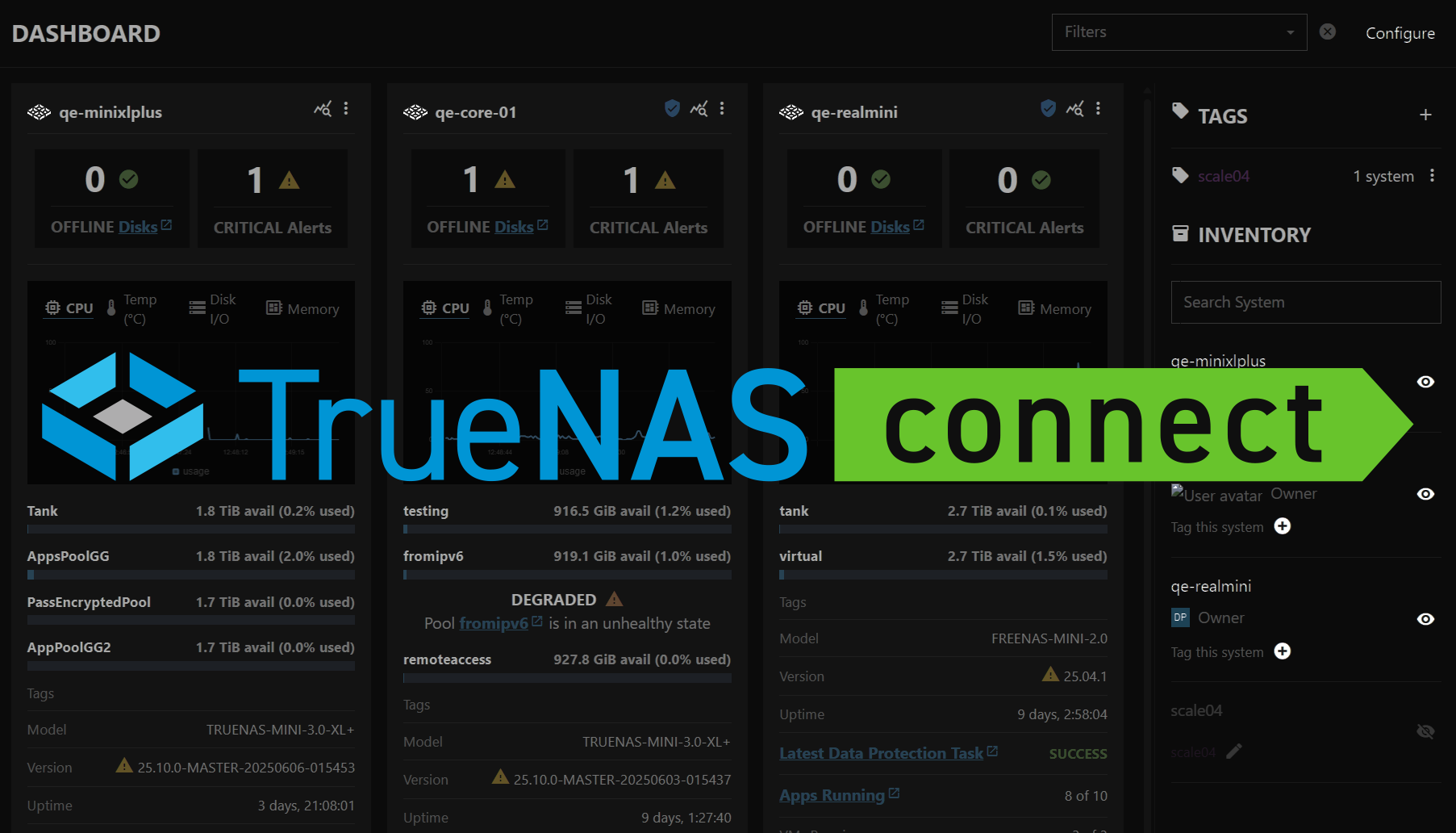 TrueNAS Connect Dashboard