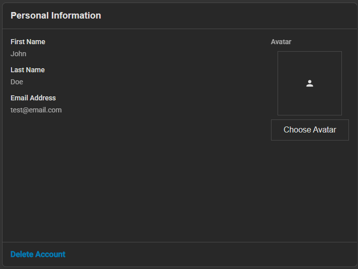 Personal Information Widget Personal Information Widget